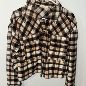 La Hearts Brown Plaid Utility Jacket